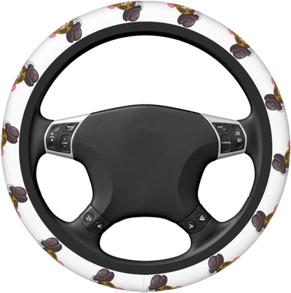 Toy Story Steering Wheel Cover Toy Mr Potato Head Pattern Driving Wheel Cover White Brown