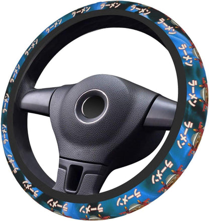 SGhibli Steering Wheel Cover Calcifer Fire Eating Ramen Pattern Driving Wheel Cover Orange Blue