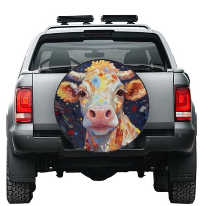 Cow Spare Tire Cover Watercolor Painting Abstract Cow Tire Covers Colorful