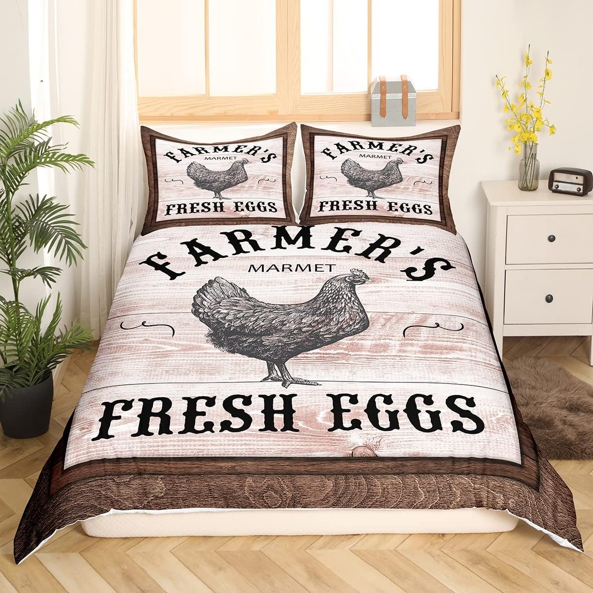 Farmer Bedding Set Farmer Market Fresh Eggs Duvet Covers Brown Unique Gift