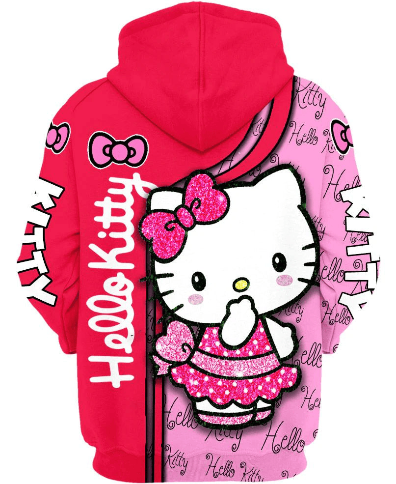 Hello Kitty Hoodie Hello Kitty Twinkle Pattern Dress Hoodie Pink Unisex