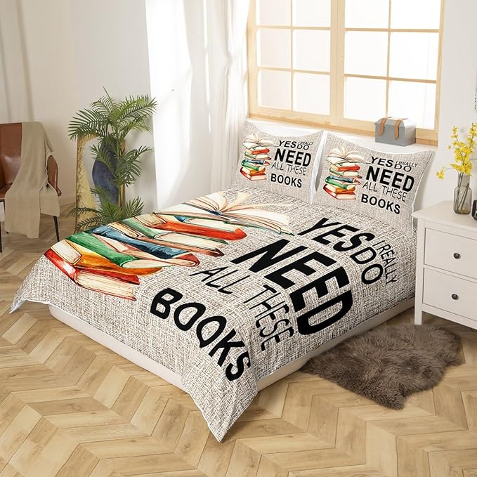 Book Bedding Set Yes I Really Do Need All These Books Duvet Covers Gray Unique Gift