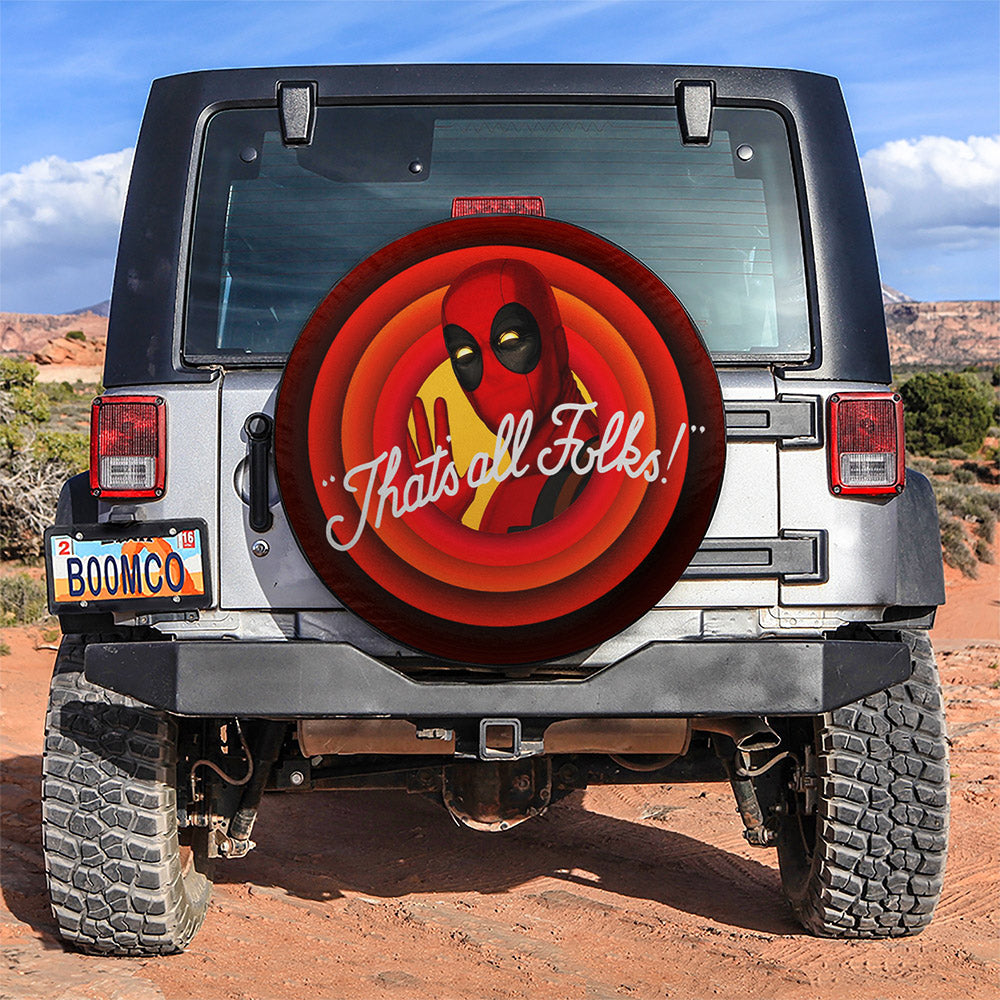 Deadpool Spare Tire Cover MV Deadpool That's All Folks Tire Covers Red