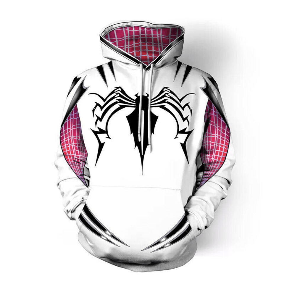 Spiderman Hoodie Spiderman Gwen Stacy Suit Costume Hoodie White Pink Unisex