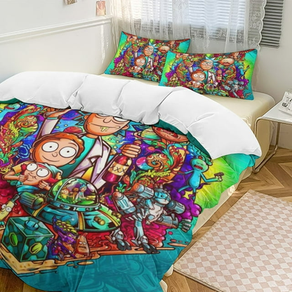 Rick And Morty Bedding Set Rick and Morty Items Doodle Art Duvet Covers Colorful Unique Gift