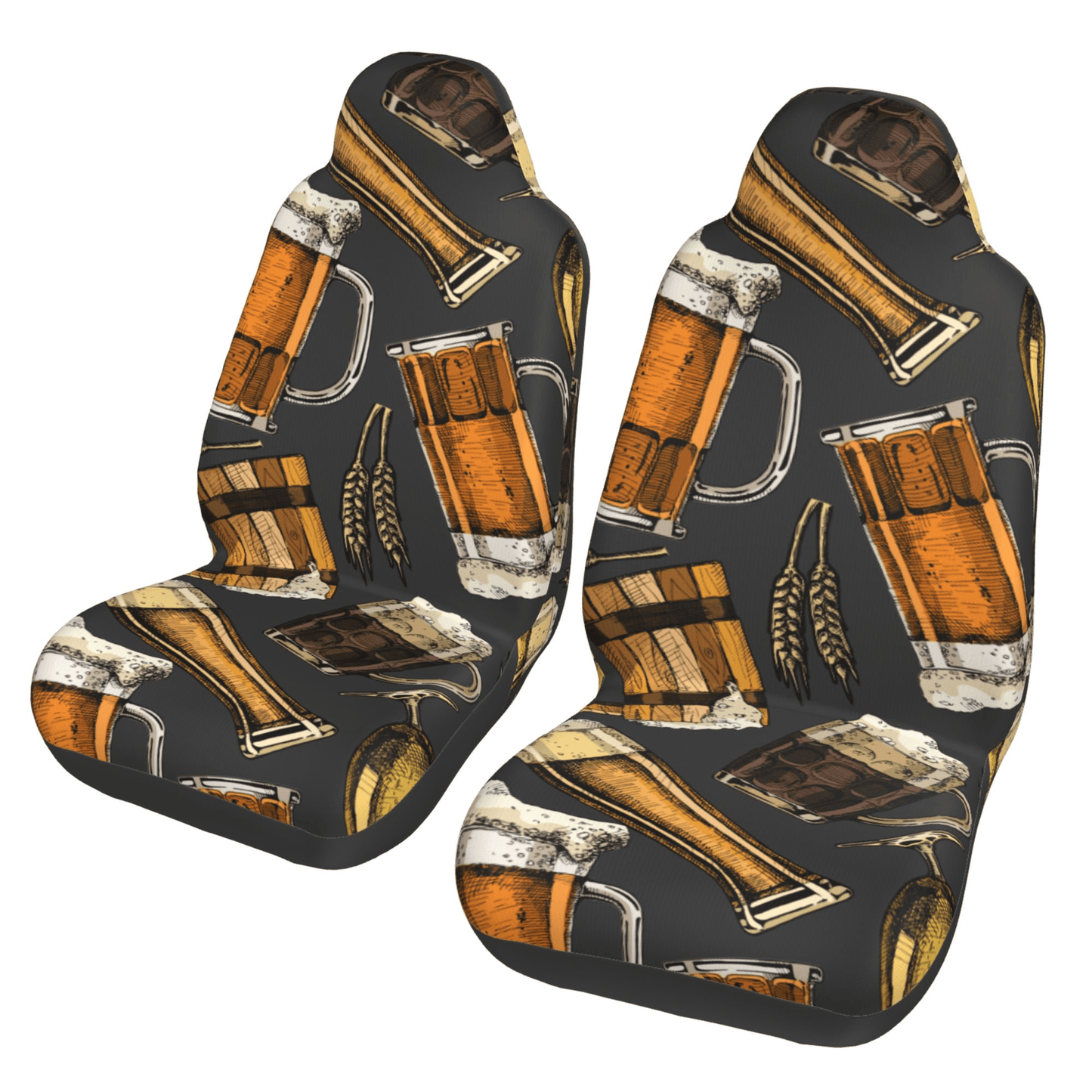 Beer Car Seat Covers Different Beers Glasses Wheat Pattern Seat Covers Black Brown