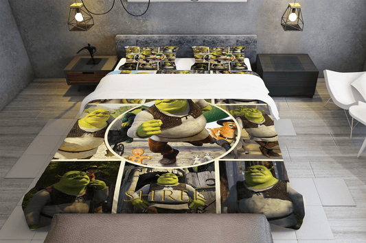 Shrek Bedding Set Shrek The Orge Pattern Duvet Covers Green Unique Gift