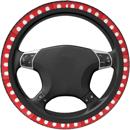 Minnie Steering Wheel Cover Minnie Ribbon Dot Pattern Driving Wheel Cover Black Red