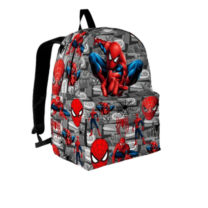 Spiderman Backpack MV Spiderman Hero Comic Pattern Backpacks Gray