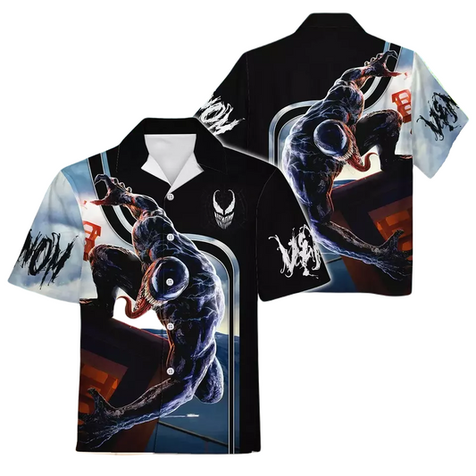 Venom Hawaii Shirt DN Venom Anti-Hero Character Graphic Hawaiian Shirt Black Unisex