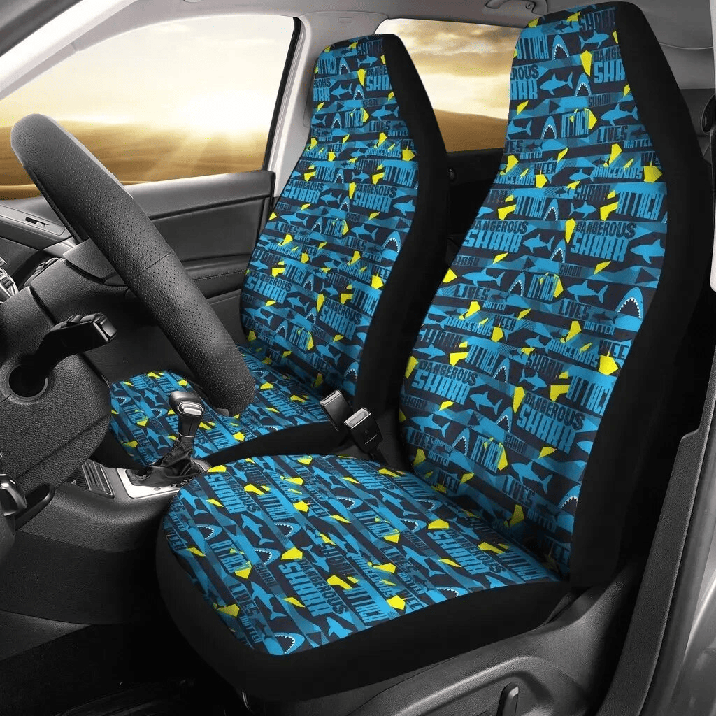 Shark Car Seat Covers Dangerous Shark Lives Matter Pattern Seat Covers Blue