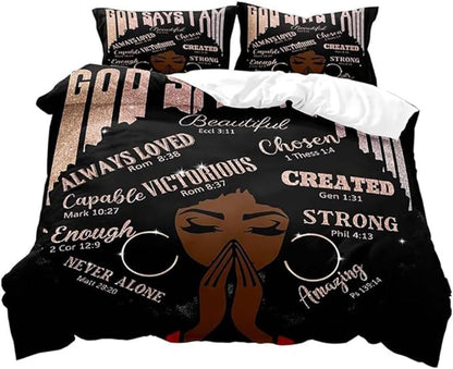 Africa Americans Bedding Set Always Love Beautiful Chosen Duvet Covers Black Unique Gift