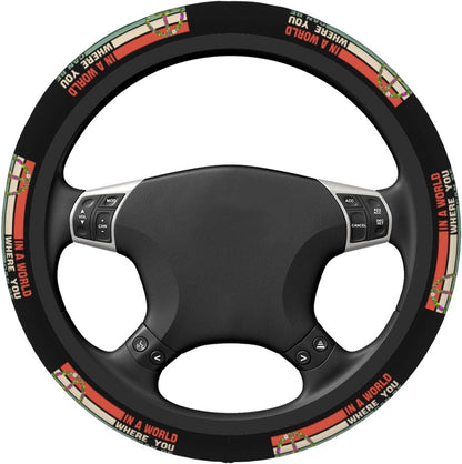 Hippie Steering Wheel Cover Where You Can Be Anything Be Kind Driving Wheel Cover Black Green