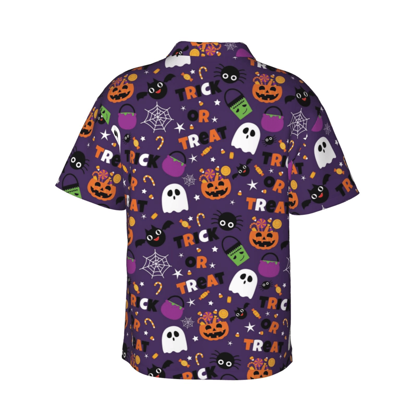 Halloween Hawaii Shirt Trick Or Treat Candies Ghost Pattern Hawaiian Shirt Purple Unisex