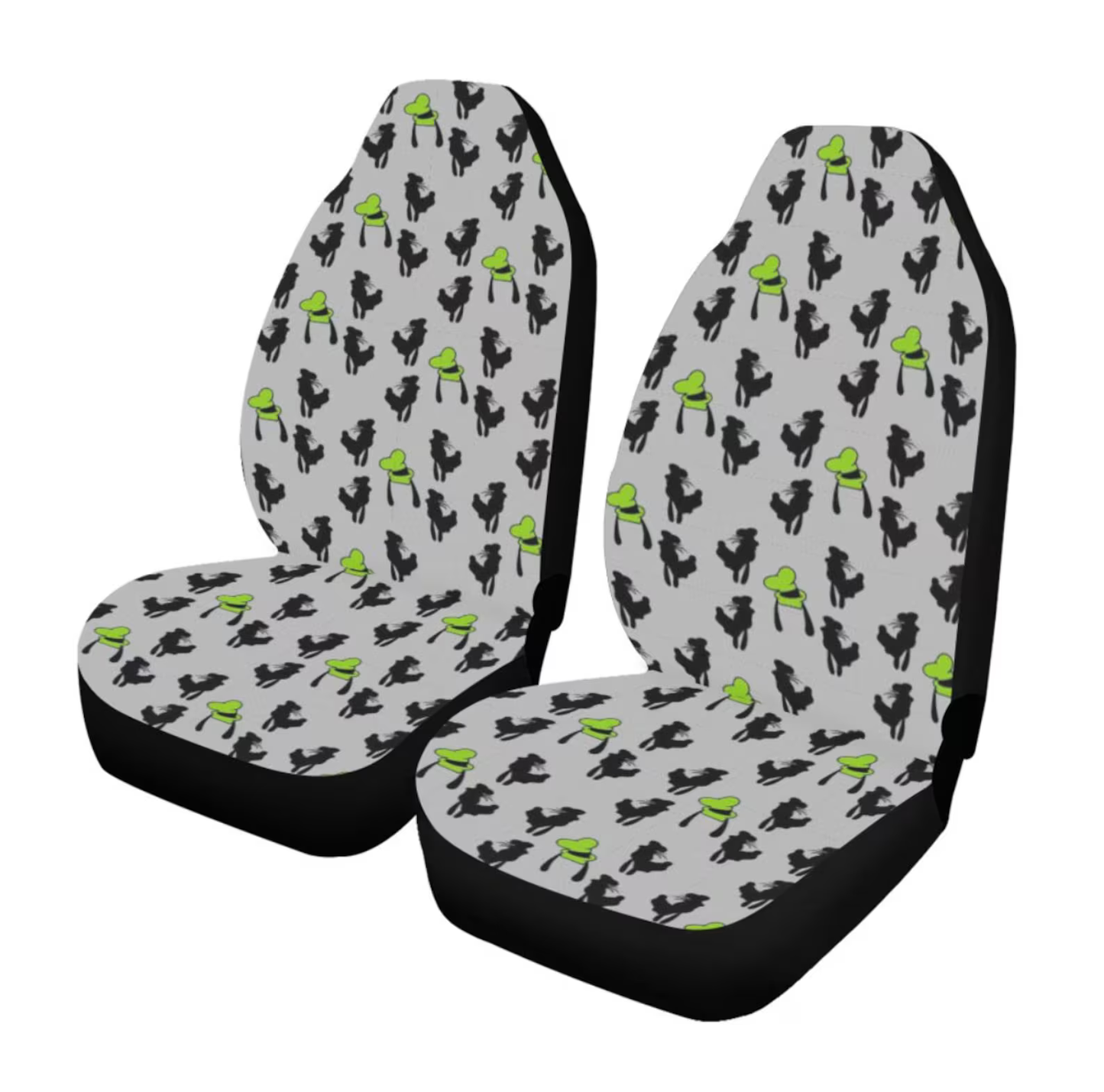 Goofy Car Seat Covers DN Goofy Hats Silhouette Pattern Seat Covers Gray