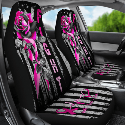 Breast Cancer Car Seat Covers Rose American Flag Fight Seat Covers Black Pink