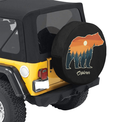 Camping Spare Tire Cover Camping Bear Enjoy The Ride Tire Covers Black Orange