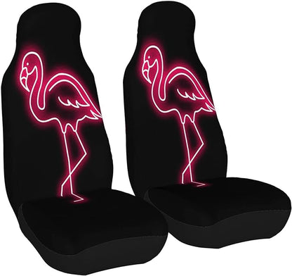 Flamingo Car Seat Covers Flamingo Neon Light Graphic Seat Covers Black Pink