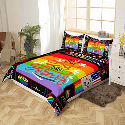 LGBT Bedding Set True Love Last Forever Duvet Covers Colorful Unique Gift