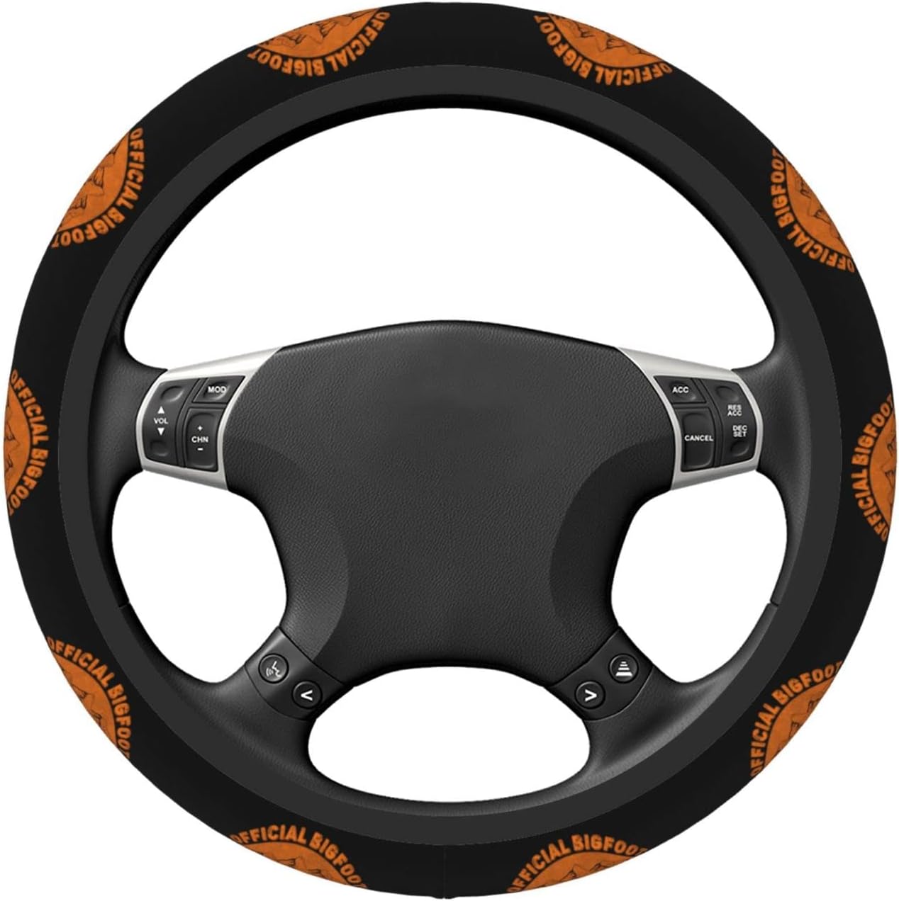 Bigfoot Steering Wheel Cover Vintage Sasquatch Official Bigfoot Driving Wheel Cover Black Orange