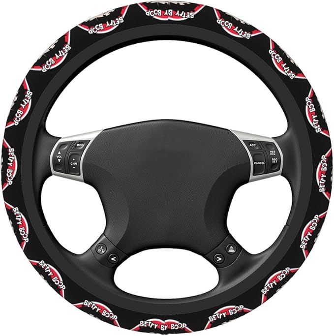 Betty Boop Steering Wheel Cover Betty Poop Girl Pattern Driving Wheel Cover Black Red