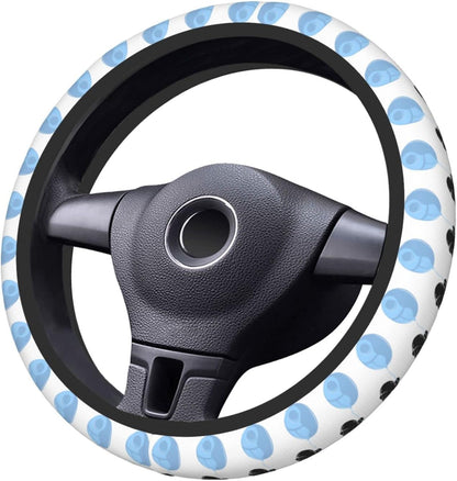 SW Steering Wheel Cover Darth Vader Holding A Death Star Balloon Driving Wheel Cover White