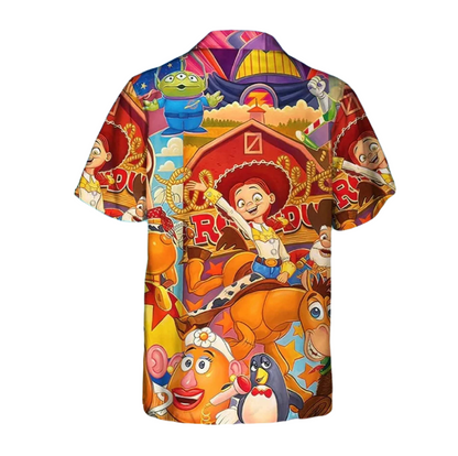 Toy Story Hawaii Shirt DN Toy Story Characters Doodle Graphic Hawaiian Shirt Orange Unisex