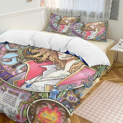 SGhibli Bedding Set Howls Moving Castle Art Duvet Covers Colorful Unique Gift