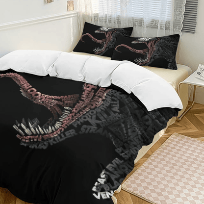 Venom Bedding Set MV Venom Face Quote Pattern Duvet Covers Black Unique Gift