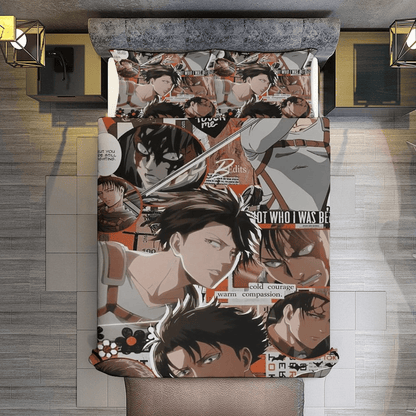 Attack On Titan Bedding Set Levi Ackerman Noth Who I Was Before Duvet Covers Brown Unique Gift