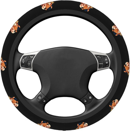 LK Steering Wheel Cover Happy Time Simba And Friends Pattern Driving Wheel Cover Black