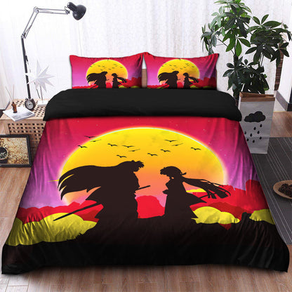 Inuyasha Couple Anime Sunset Bedding Set