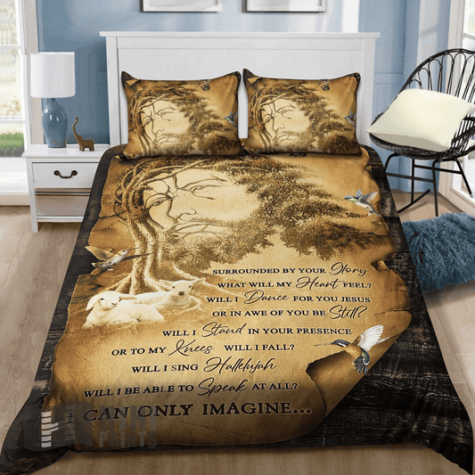 Jesus Bedding Set I Can Only Imagine Jesus Portrait Duvet Covers Brown Unique Gift