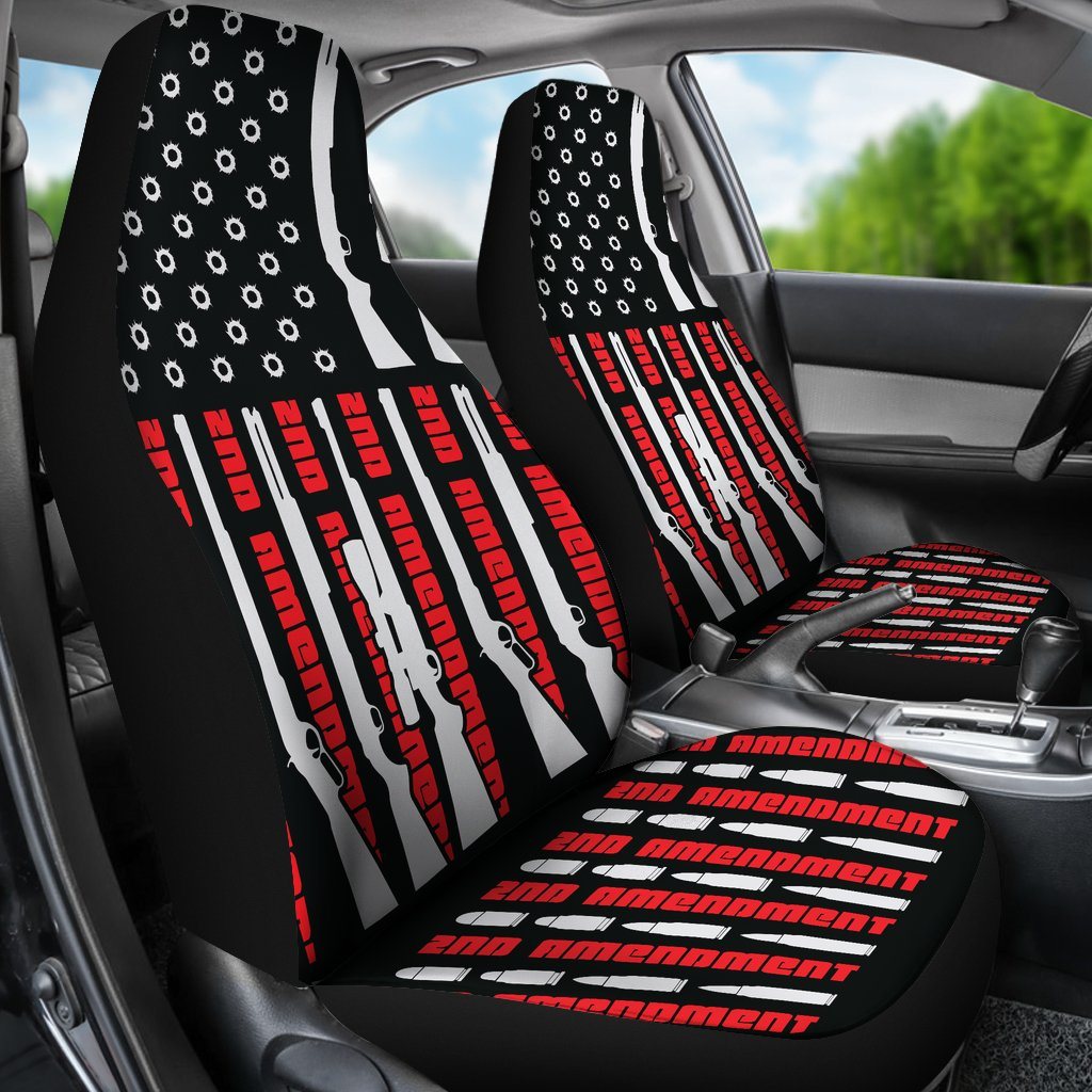 Veteran Car Seat Covers Second Amendment American Flag Seat Covers Black Red