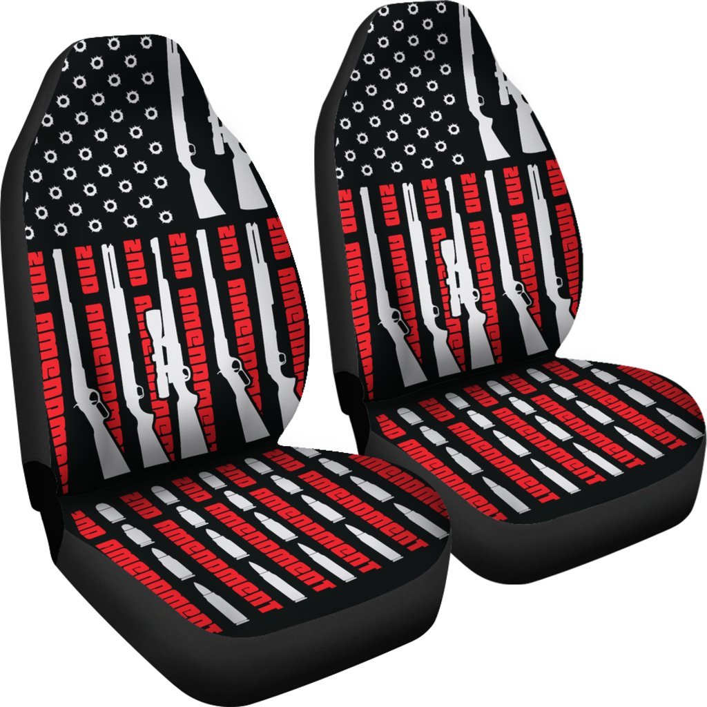 Veteran Car Seat Covers Second Amendment American Flag Seat Covers Black Red