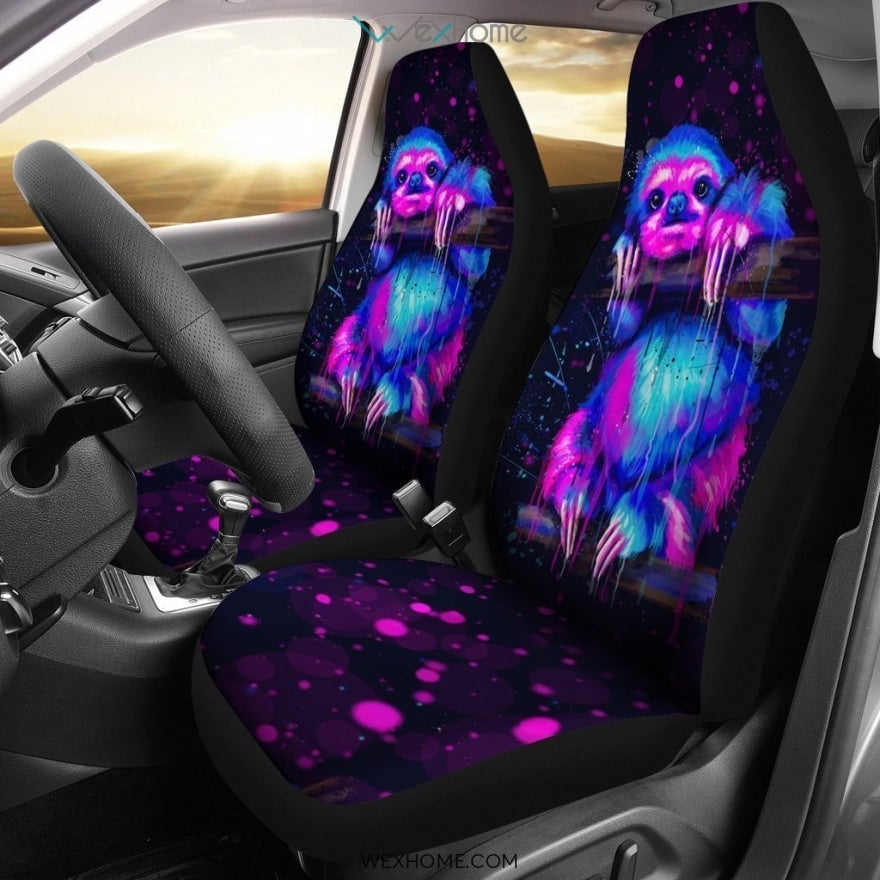 Sloth Car Seat Covers Gradiant Sloth Art Graphic Seat Covers Black Blue