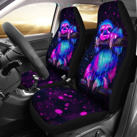 Sloth Car Seat Covers Gradiant Sloth Art Graphic Seat Covers Black Blue