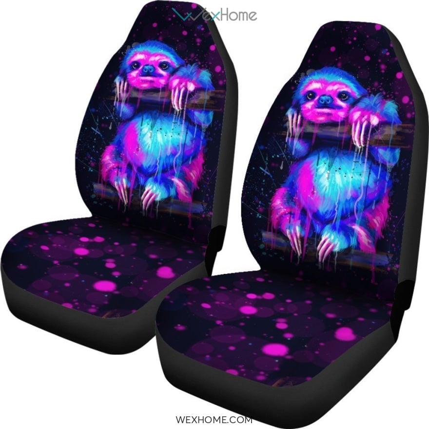 Sloth Car Seat Covers Gradiant Sloth Art Graphic Seat Covers Black Blue