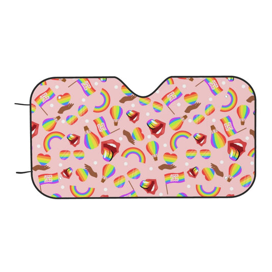 LGBT Car Sun Shade LGBT Rainbow Flag Mouth Pattern Winshield Sun Shade Colorful