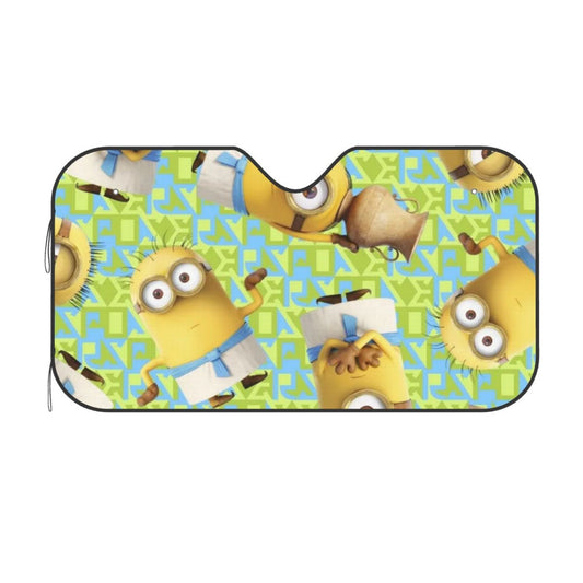 Minions Car Sun Shade Minions All Poses Pattern Winshield Sun Shade Yellow Green