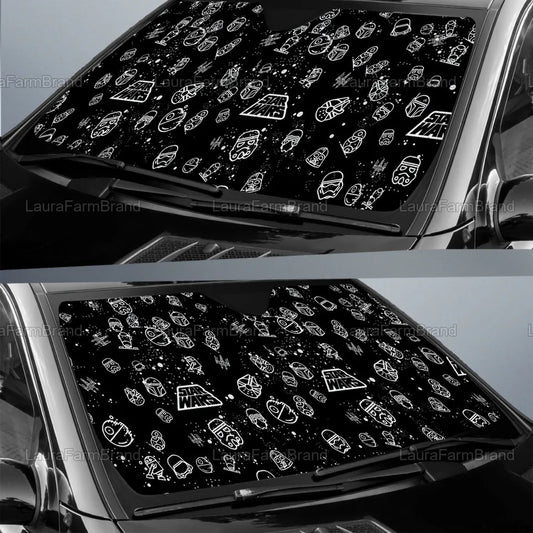 SW Car Sun Shade SW Helmet Death Star Droid Pattern Winshield Sun Shade Black