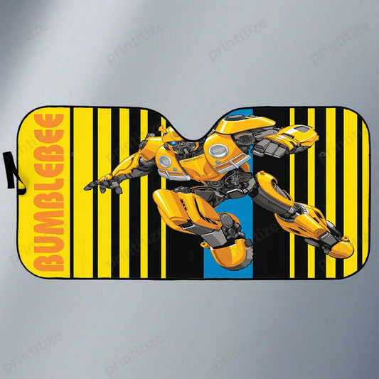 Transformer Car Sun Shade Transformers Bumblebee Stripes Pattern Winshield Sun Shade Black Yellow