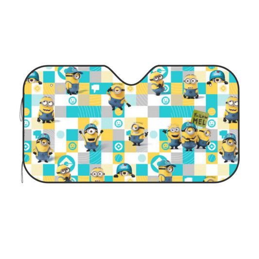 Minions Car Sun Shade All Minions Follow Mel Gru Pattern Winshield Sun Shade Yellow Blue