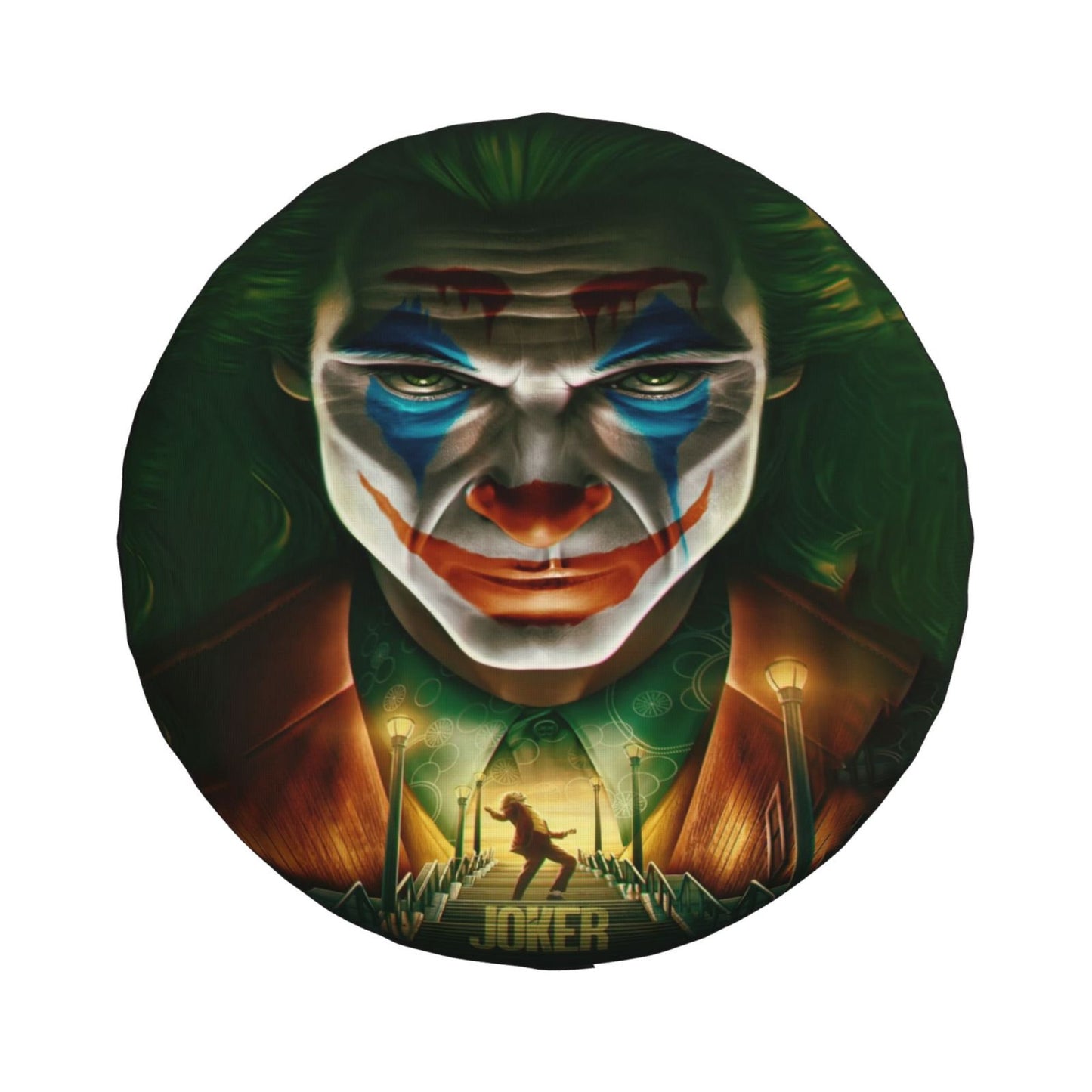 Joker Spare Tire Cover DC Evil Joker Dancing Scene Graphic Tire Covers Colorful