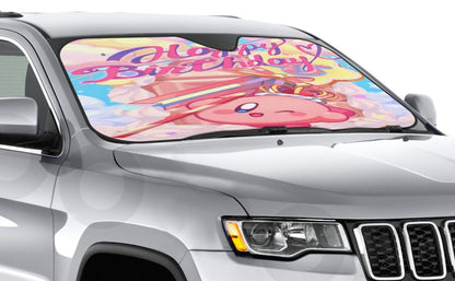 Kirby Car Sun Shade King Kirby Happy Birthday Winshield Sun Shade Pink White