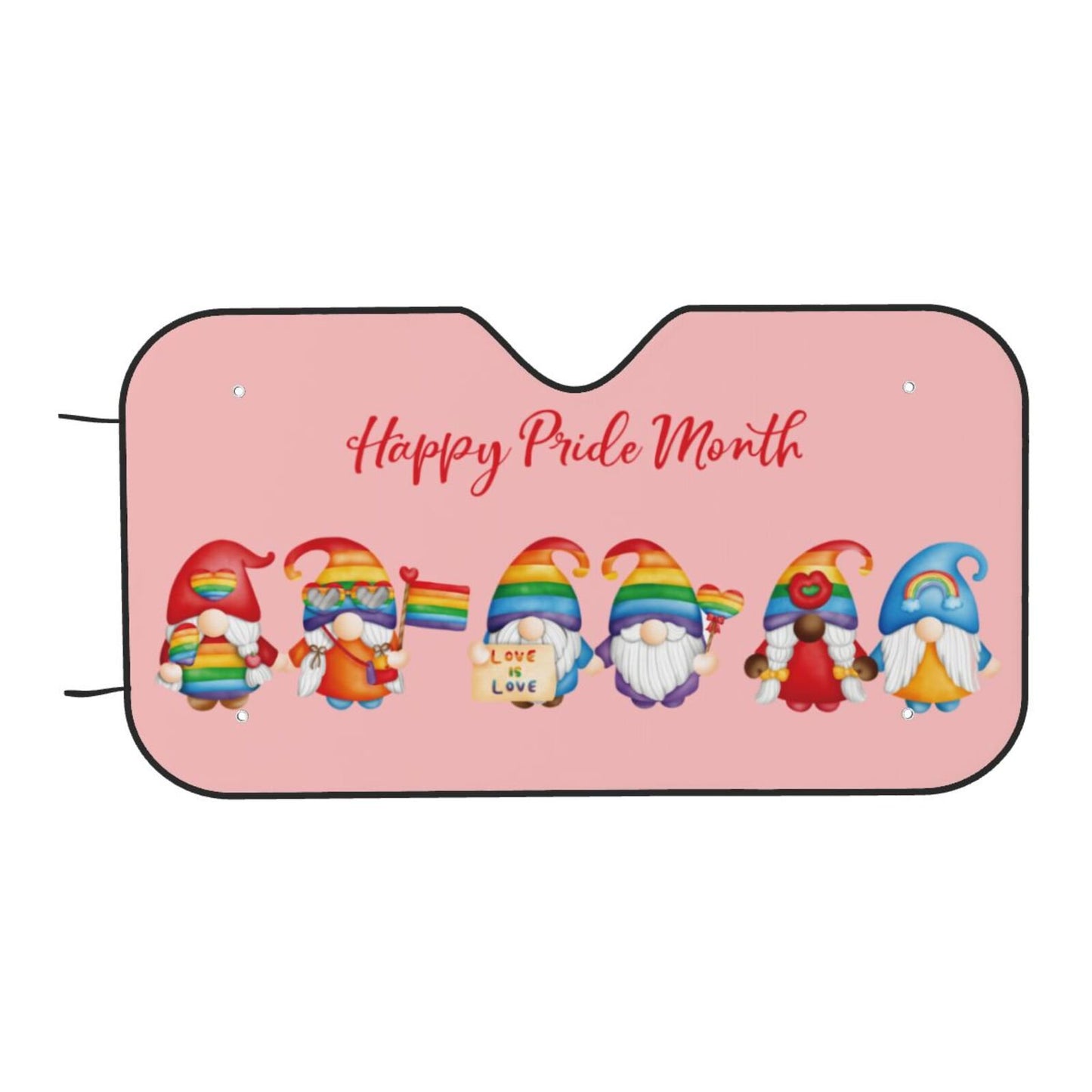 LGBT Car Sun Shade Happy Pride Month LGBT Gnomes Winshield Sun Shade Pink