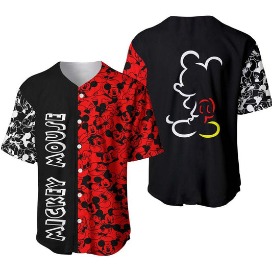 Mickey Jersey Disney Mickey Mouse Silhouette Black Red Jersey Shirt Mickey Baseball Jersey Disney Baseball Jersey