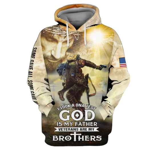 Veteran Hoodie God Is My Father Veteran Are My Brother Hoodie Brown Yellow Unisex