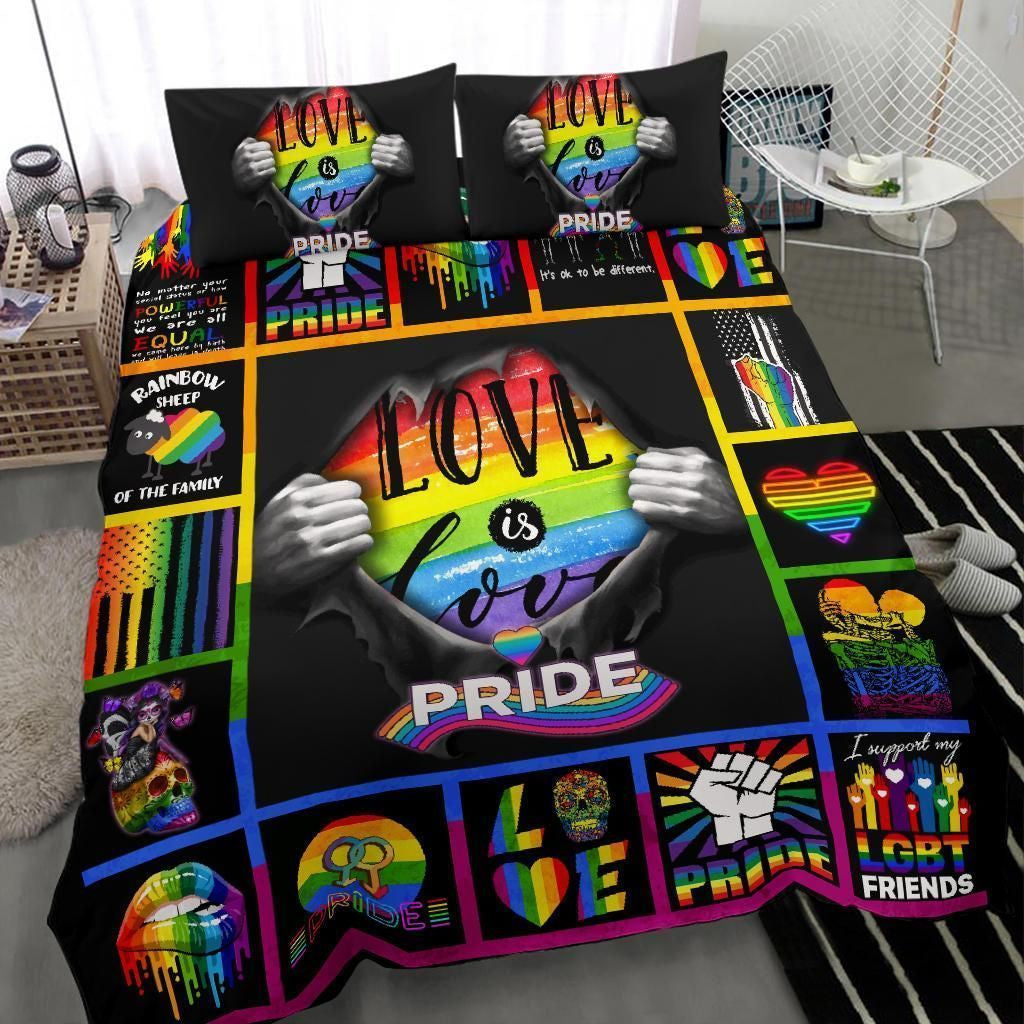 LGBT Bedding Set I Support My LGBT Friends Duvet Covers Colorful Unique Gift