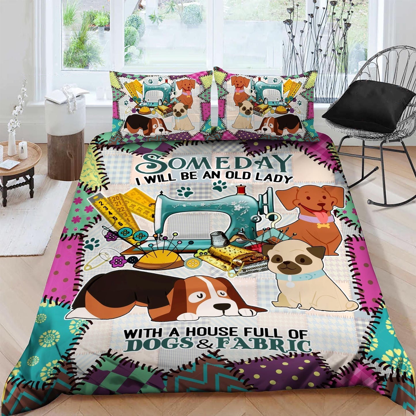 Dog Bedding Set A House Full Of Dogs And Fabric Duvet Covers Colorful Unique Gift